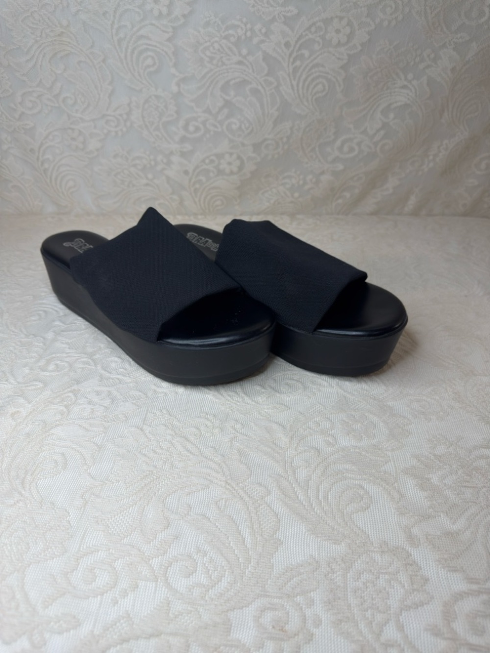 Black Slide Platform Sandals - Women's Comfortable Everyday Slides Size 7